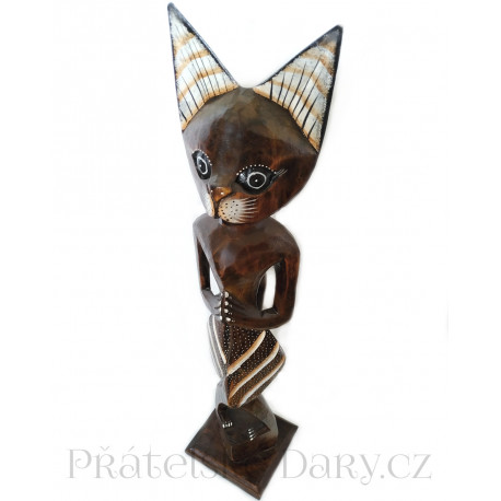 Kočka socha modelka / Dřevo 60 cm