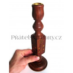 Svícen Dřevěný 25 cm - Intarzie