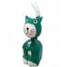 Kočka sedící Soška zelená / Dřevo 15 cm