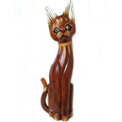 Kočka 2 dřevěná Socha / 40 cm