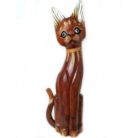 Kočka 2 dřevěná Socha / 40 cm