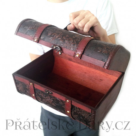 Truhla - BOX 2 - Kůže / Dřevo 30x20 cm