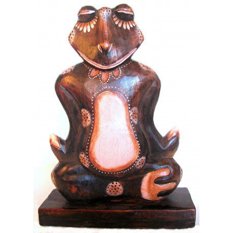 Žába / Žabák 2 dřevěná Socha Meditace 33cm