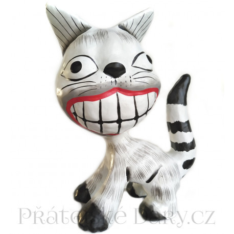 Kočka zubatá - krásná soška / Dřevo 15cm